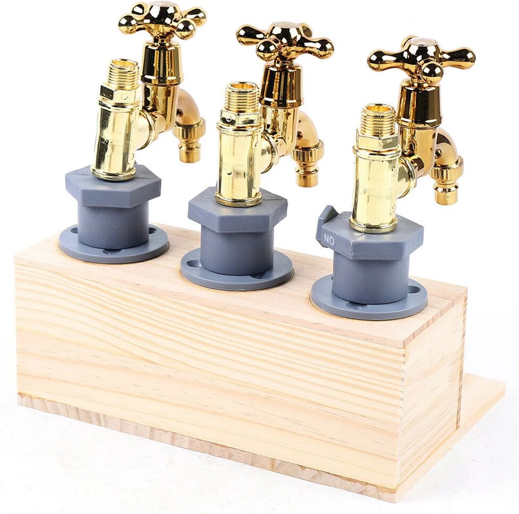 Belfry Kitchen 3 Head Beer Tower Dispenser, Wood Faucet Drinker Liquor Alcohol Whiskey Tap Dispenser For Bar Party yellow 23.0 H x 20.0 W x 30.0 D cm