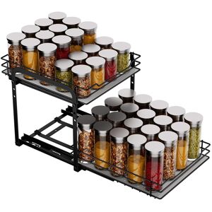 Belfry Kitchen Pull-Out Spice Rack, 2-Tier Spice Rack Matte Black 23cm H X 23.2cm W X 26.4cm D