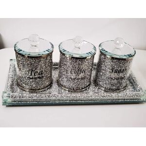 Mercer41 4 Piece Coffee, Tea, and Sugar Jar Set Black/Gray Mercer41 4 Piece Coffee, Tea, and Sugar Jar Set Black/Gray