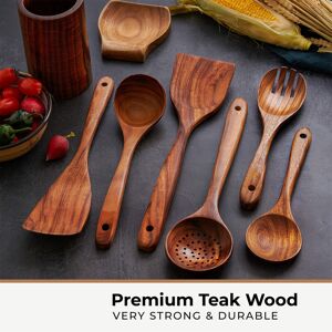 Maker Network 13 Piece Wooden Kitchen Utensil Set with Holder, Spatula, Ladle, Serving Spoon, Sieve-with Hook, Holder and Shelf Brown Maker Network 13 Piece Wooden Kitchen Utensil Set with Holder, Spatula, Ladle, Serving Spoon, Sieve-with Hook, Holder and Shelf Brown
