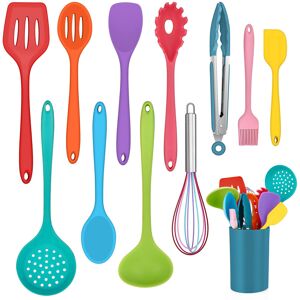 Belfry Kitchen Kitchen Utensil Set, 12 Piece Silicone Cooking Utensils With Holder, Heat Resistant Kitchen Tools Turner Spatula Spoon For Non-Stick Cookware, Easy Cl Blue;Green;Red Belfry Kitchen Kitchen Utensil Set, 12 Piece Silicone Cooking Utensils With Holder, Heat Resistant Kitchen Tools Turner Spatula Spoon For Non-Stick Cookware, Easy Cl Blue;Green;Red
