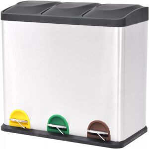 Symple Stuff Stainless Steel Step On Multi-Compartments Rubbish & Recycling Bin 54 L Symple Stuff Stainless Steel Step On Multi-Compartments Rubbish & Recycling Bin 54 L