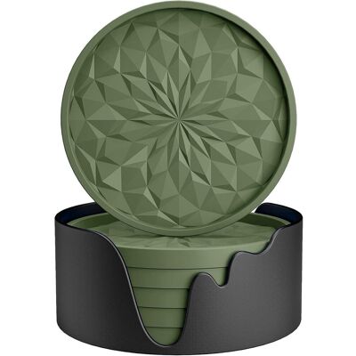 East Urban Home 3.9" 6-Pack Orange Silicone Coasters with Holder - Non-Slip Drink Mat Green 9.91cm W East Urban Home 3.9" 6-Pack Orange Silicone Coasters with Holder - Non-Slip Drink Mat Green 9.91cm W