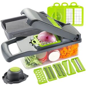 Belfry Kitchen Mandoline Vegetable Slicer 12 In 1 Vegetable Chopper Manual,Black gray 11.3 H x 32.2 W x 11.3 D cm