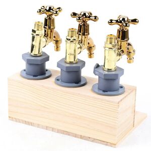 Belfry Kitchen 3 Head Beer Tower Dispenser, Wood Faucet Drinker Liquor Alcohol Whiskey Tap Dispenser For Bar Party yellow 23.0 H x 20.0 W x 30.0 D cm