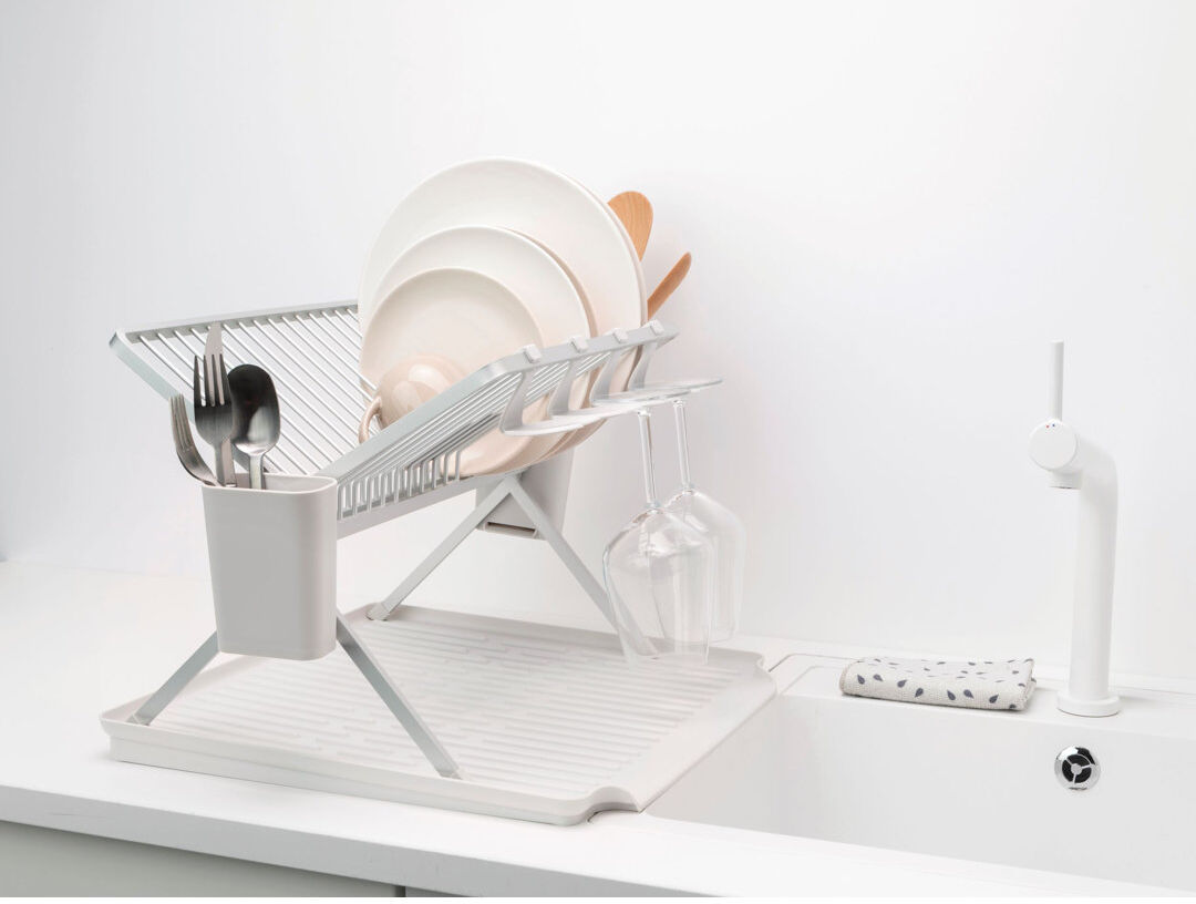 Brabantia Sinkside Large Foldable Dish Drying Rack White 33cm H X 51cm W X 42cm D