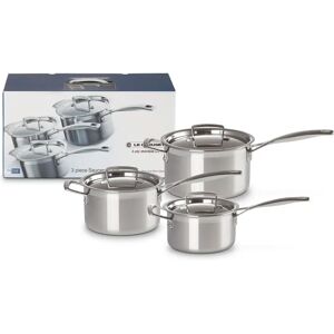 Le Creuset 3-Ply Stainless Steel 3 Piece Saucepan Set gray