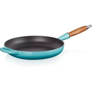 Le Creuset Signature Cast Iron Frying Pan with Wooden Handle 28cm gray/blue 10.4 H x 56.3 D cm