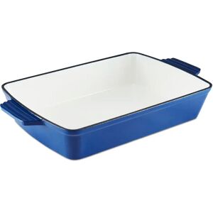 Tower BO800258BLU Barbary & Oak Cast Iron Rectangular Roaster, 39cm blue 6.5 H x 23.0 W x 39.0 D cm