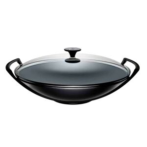 Le Creuset Cast Iron Wok & Glass Lid 36cm black 16.2 H x 37.0 W cm