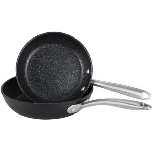 Prestige Scratch Guard Non Stick Frying Pan - induction Frying Pans 21cm & 25cm, Scratch Resistant, Easy Cleaning Ceramic Exterior with Steel Base, Bl black/gray