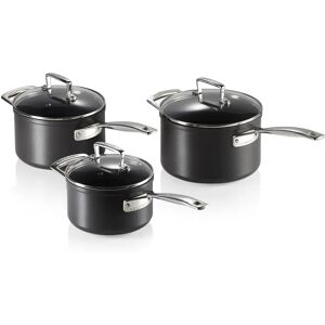 Le Creuset Toughened Non-Stick 3 Piece Saucepan Set black/gray