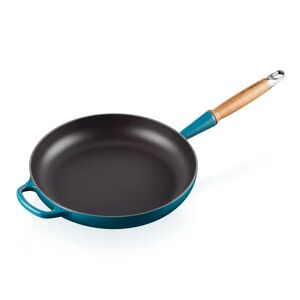 Le Creuset Signature Cast Iron Frying Pan with Wooden Handle 28cm blue 10.4 H x 56.3 D cm