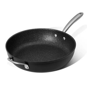 Prestige Non Stick Frying Pan with Lid - 31cm Deep induction Pan with Stainless Steel Base & Handles, Scratch Resistant Skillet Pan, Easy Cleaning, Bl black/gray 14.5 H x 54.2 D cm