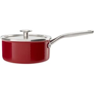 KitchenAid Steel Core Enamel Saucepan with Lid red 20.5 H x 18.0 W cm