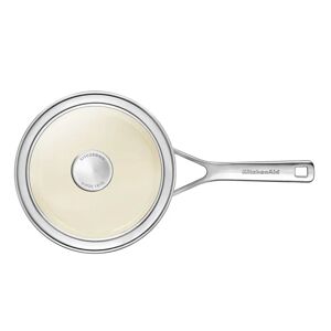 KitchenAid Steel Core Enamel Saucepan with Lid white 20.5 H x 18.0 W cm