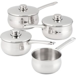 Stellar 1000 4 Piece Stainless Steel Pan Set, 14/16/18/20Cm Saucepans With Stainless Steel Lids Silver 4