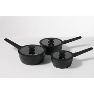 COUNTRY CHEF Ceramic 3-piece Saucepan Set Matte Black COUNTRY CHEF Ceramic 3-piece Saucepan Set Matte Black