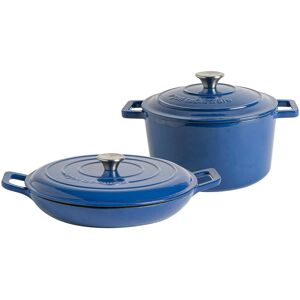 Argon Tableware 2pc Cast Iron Casserole Dish Set Blue 3.5 L Argon Tableware 2pc Cast Iron Casserole Dish Set Blue 3.5 L