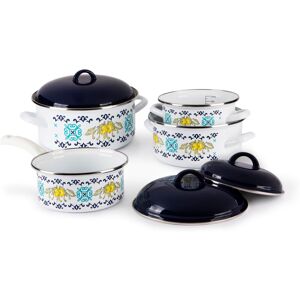 Excelsa Amalfi 7 Piece Enamelware Cookware Set Blue;White;Yellow 4 Excelsa Amalfi 7 Piece Enamelware Cookware Set Blue;White;Yellow 4