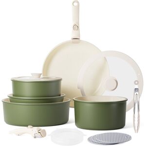 CAANNASWEIS 11 Pieces Detachable Handle Cookware Set Green 11 CAANNASWEIS 11 Pieces Detachable Handle Cookware Set Green 11