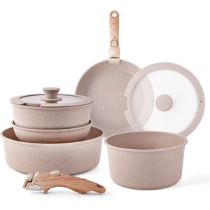 Belfry Kitchen 12 Pieces Detachable Handle Cookware Set with Steamer Basket Earth 12 Belfry Kitchen 12 Pieces Detachable Handle Cookware Set with Steamer Basket Earth 12