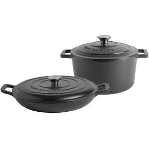 Argon Tableware 2pc Cast Iron Casserole Dish Set Black 4.5 L Argon Tableware 2pc Cast Iron Casserole Dish Set Black 4.5 L