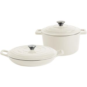 Argon Tableware 2pc Cast Iron Casserole Dish Set White 4.5 L Argon Tableware 2pc Cast Iron Casserole Dish Set White 4.5 L