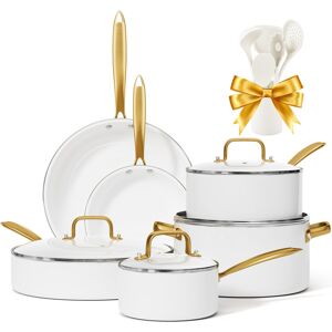 CAANNASWEIS 15 - Piece Nonstick Ceramic Cookware Set Oven Safe White 16 CAANNASWEIS 15 - Piece Nonstick Ceramic Cookware Set Oven Safe White 16