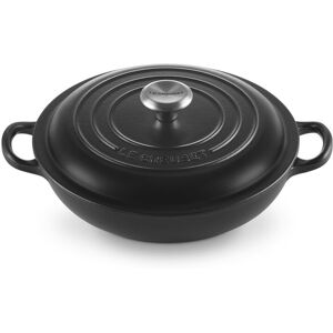 Le Creuset Signature Cast Iron 22cm Shallow Casserole - Satin Black Le Creuset Signature Cast Iron 22cm Shallow Casserole - Satin Black