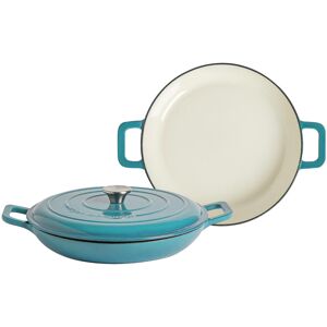 Argon Tableware - Shallow Cast Iron Casserole Dish Teal 2.3L Argon Tableware - Shallow Cast Iron Casserole Dish Teal 2.3L