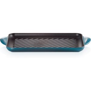 Le Creuset Cast Iron Rectangular Grill 32cm Deep Teal 21.8cm W Le Creuset Cast Iron Rectangular Grill 32cm Deep Teal 21.8cm W