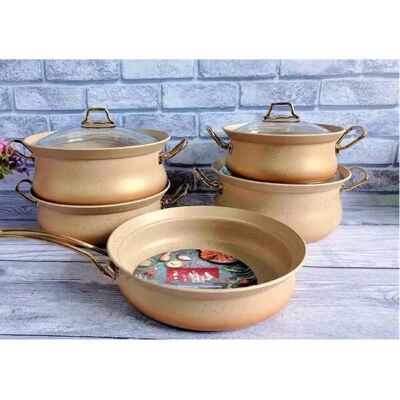 Oms 9pc Granite Induction Cookware Set Cream Brown 9 Oms 9pc Granite Induction Cookware Set Cream Brown 9