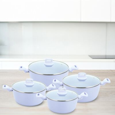 SQ Professional ZOYA 8 - Piece Non-Stick Aluminum Cookware Set Purple 8 SQ Professional ZOYA 8 - Piece Non-Stick Aluminum Cookware Set Purple 8