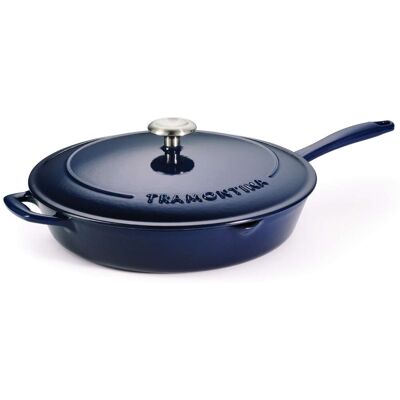 Tramontina Bestow Enamelled Cast Iron Skillet with Lid 30 cm Blue Tramontina Bestow Enamelled Cast Iron Skillet with Lid 30 cm Blue