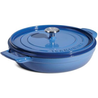 Tramontina Enamelled Cast Iron Saute Helper Handles 30 cm Blue 3.7L Tramontina Enamelled Cast Iron Saute Helper Handles 30 cm Blue 3.7L