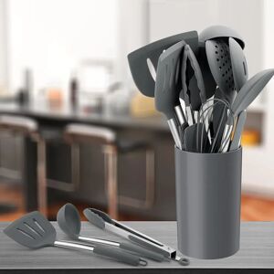 Belfry Kitchen Silicone Kitchen Utensils Set, 25 Pcs Cooking Utensil With Holder, Heat Resistant Kitchen Tools With Stainless Steel Handle For Non-Stick Cookware, Tu gray