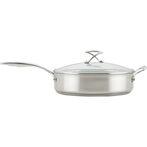 Circulon Steelshield S-Series Stainless Steel Induction Hybrid Nonstick dishwasher safe 30cm/4.7L Saute with toughened glass lid gray/white 16.0 H x 30.0 W cm