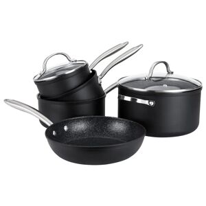 Prestige Scratch Guard Non Stick Pots and Pans with Frying Pan, Stockpot & 3 Piece Saucepan Set - induction Suitable, Dishwasher Safe, Scratch Resista brown/gray