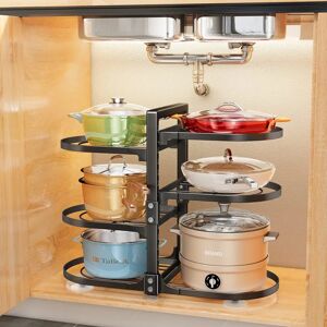 Belfry Kitchen Pots And Pans Organiser, 6 Tier Snap-On And Adjustable Saucepan Storage Rack, Detachable Pot And Pan Stand Holder For Kitchen Cupboard, Rustproof, Bla white 53.3 H x 25.4 W x 43.43 D cm