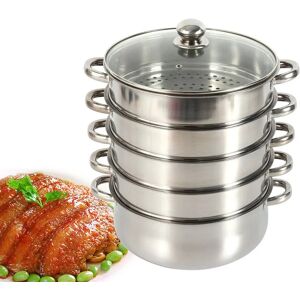 Belfry Kitchen Stainless Steel Steam Cooker Steamer Containers With Glass Lid white 47.0 H x 29.8 W cm