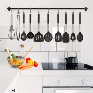 Belfry Kitchen 12 Pcs Silicone Cooking Utensils Set Heat Resistant Kitchenware Kitchen Tools Gadgets With Stainless Steel Handle For Non-Stick Pan black