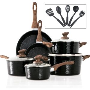 Wipin 11 - Piece Granite Cookware Set black