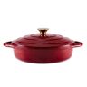 Tower BO800253BLU Barbary & Oak Shallow Cast Iron Casserole Pan with Durable Enamel Interior, 28cm, Limoges Blue red 7.0 H x 28.0 W cm