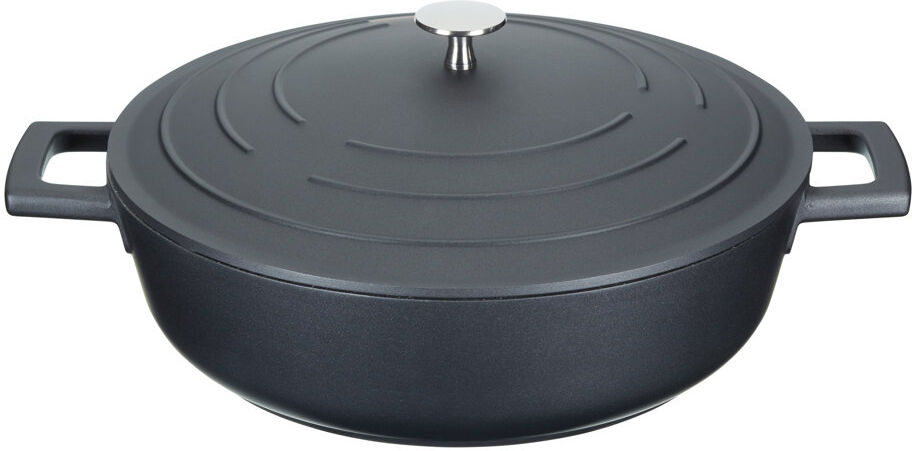 MasterClass Non-Stick Cast Aluminum Round Casserole Dish with Lid Dark Grey 4 L/28