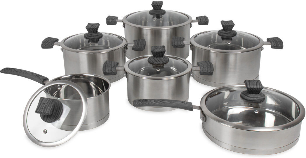 SQ Professional Lustro Touch 12 - Piece Stainless Steel (18/8) Cookware Set Black 12