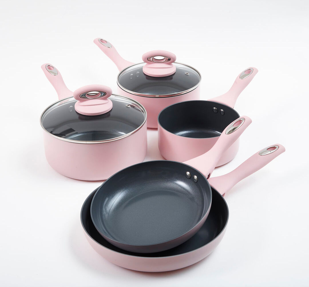 17 Stories Amatallah 5 Piece Aluminium Non Stick Cookware Set Pink 5