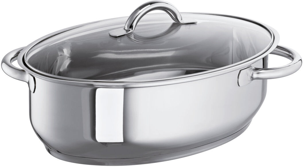 Schulte Ufer Stainless Steel Oval Roasting Pan with Lid Chrome 30cm/5 L