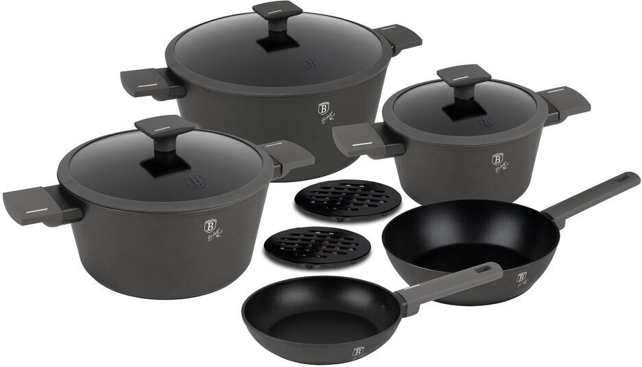 Berlinger Haus 10 Pc Aluminium Non Stick Induction Pots & Pans Cookware Set Anthracite 10