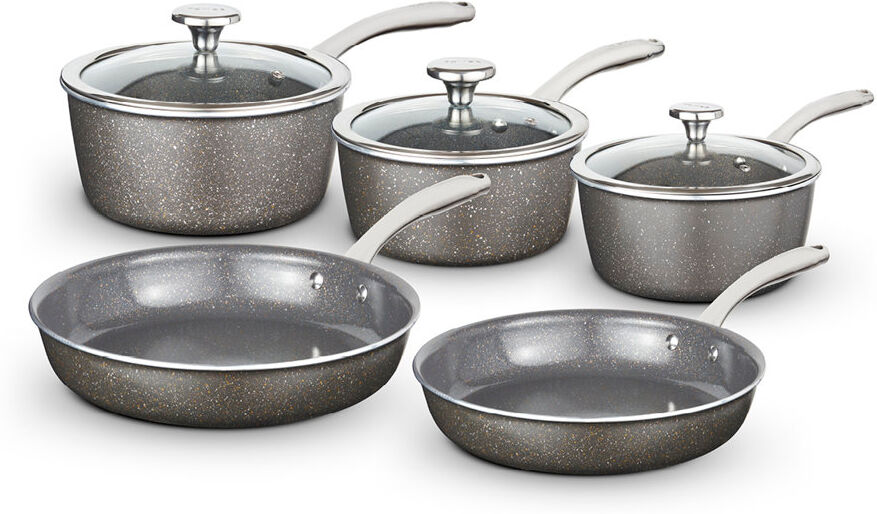 Tower T900209 Cerastone Pro 5 Piece Cookware Set with Non-Stick Coating and Riveted Steel Handles, 18/20/22cm Saucepans and 20/24cm Frying Pans, Graph Grey 5